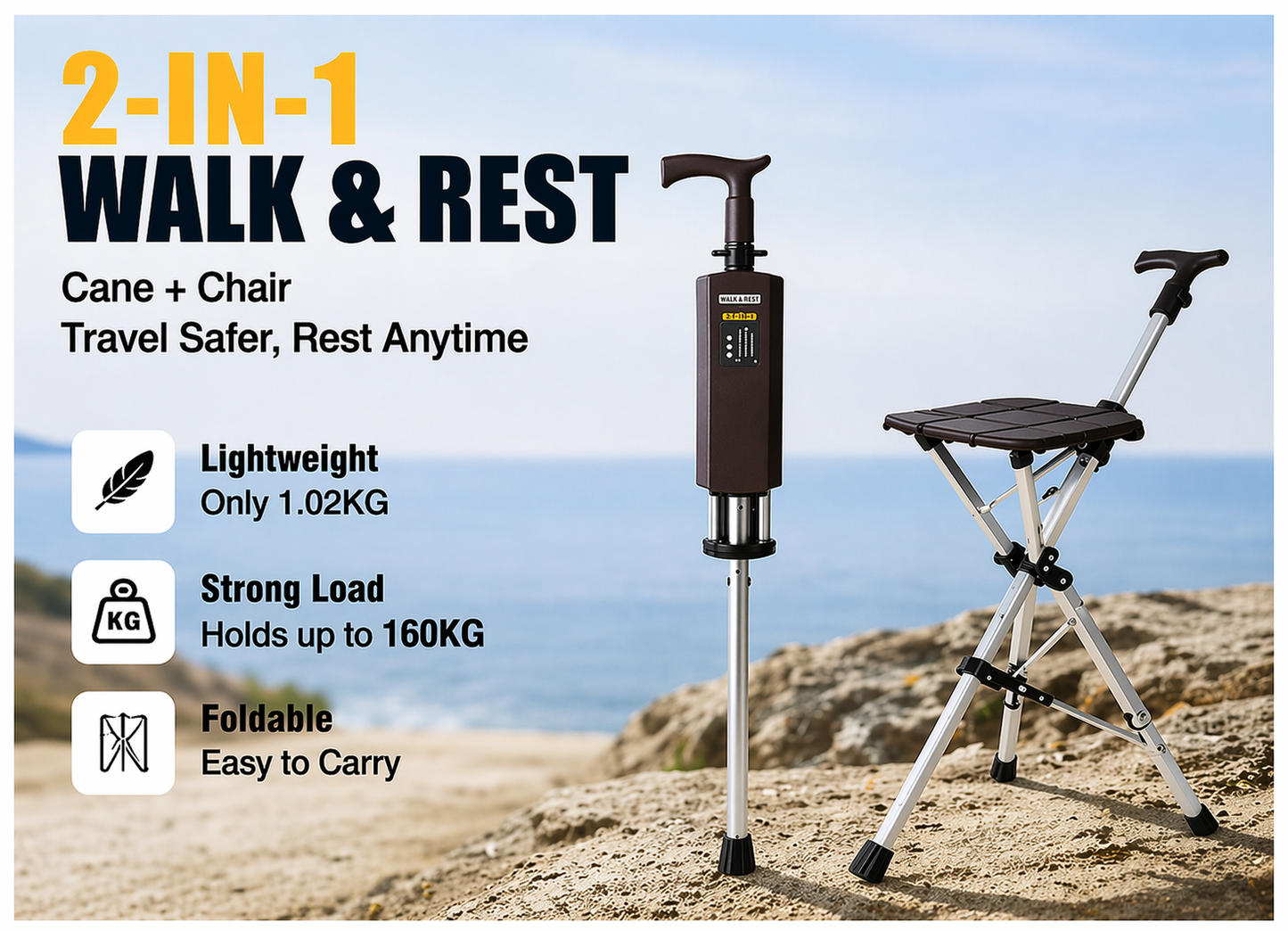 Two-in-one Automatic Cane Chair